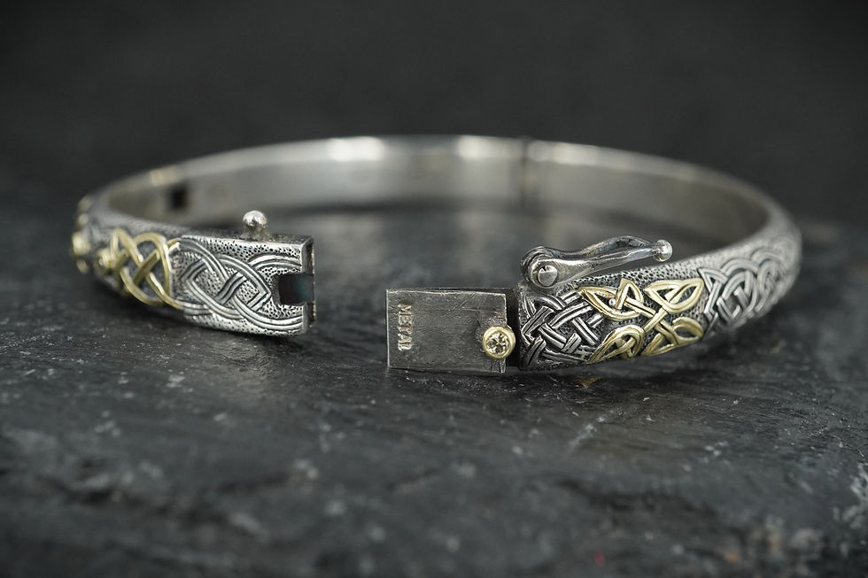Thumbnail: Scottish Sapphire & Diamonds with Scottish Gold, Sterling Silver Bracelet