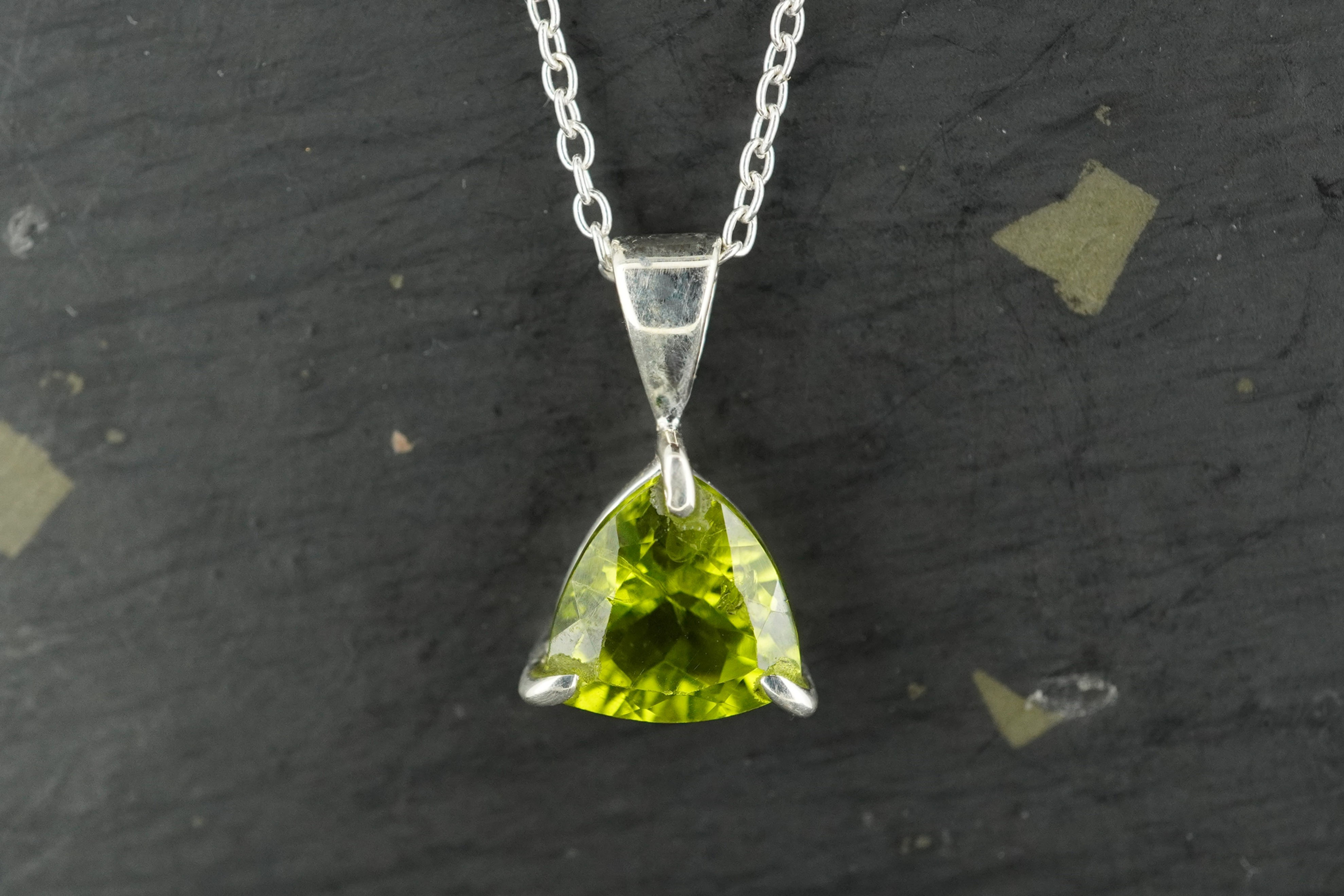 Peridot Trillion Sterling Silver Pendant