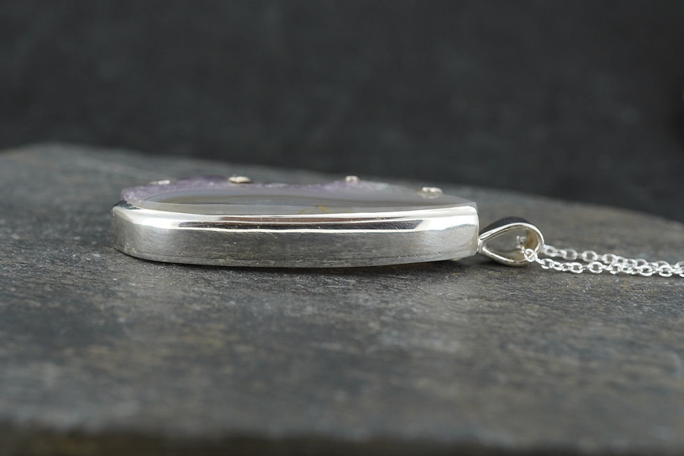 Thumbnail: Scottish Agate with Amethyst Sterling Silver Pendant