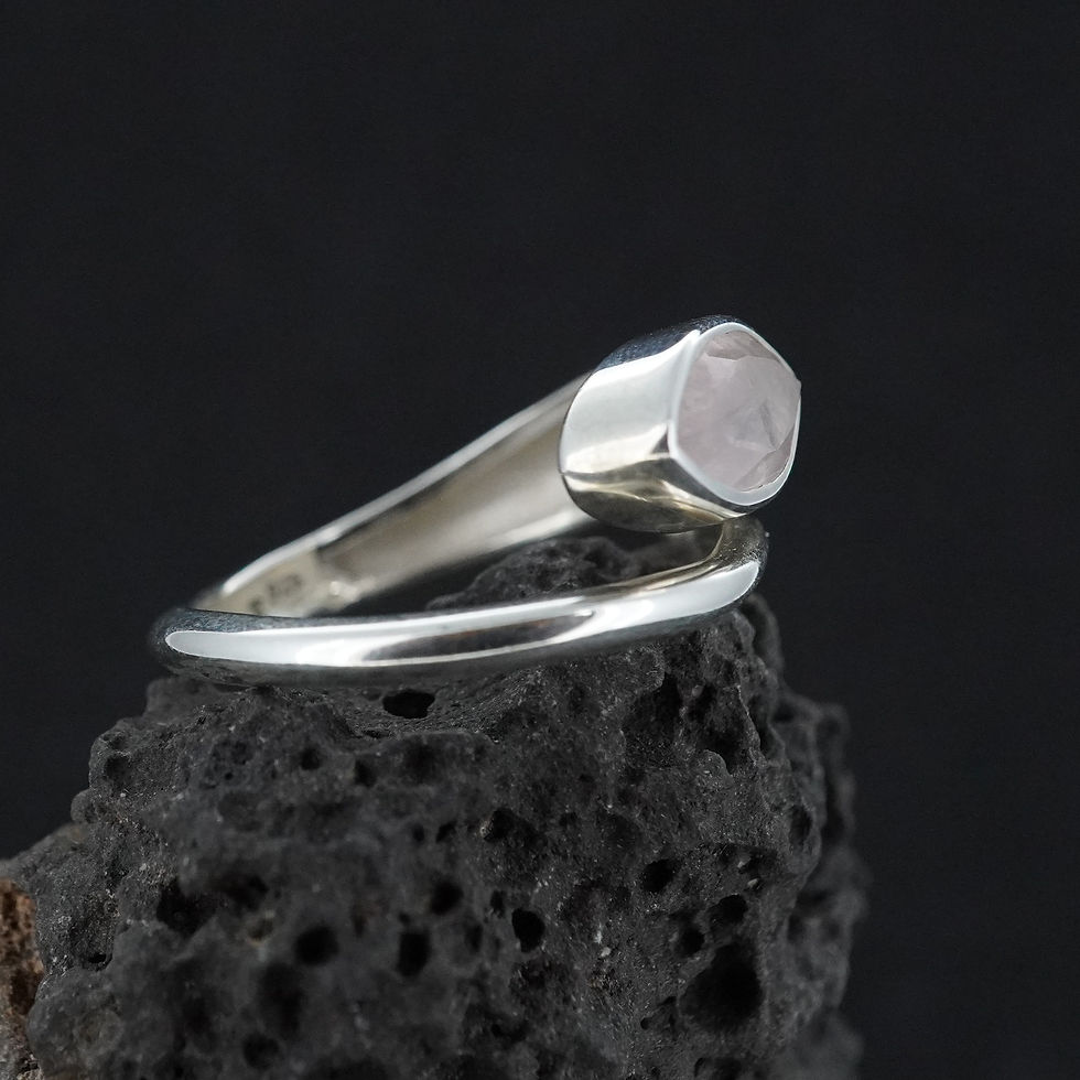 Thumbnail: Rose Quartz Sterling Silver Wrap Snake Ring