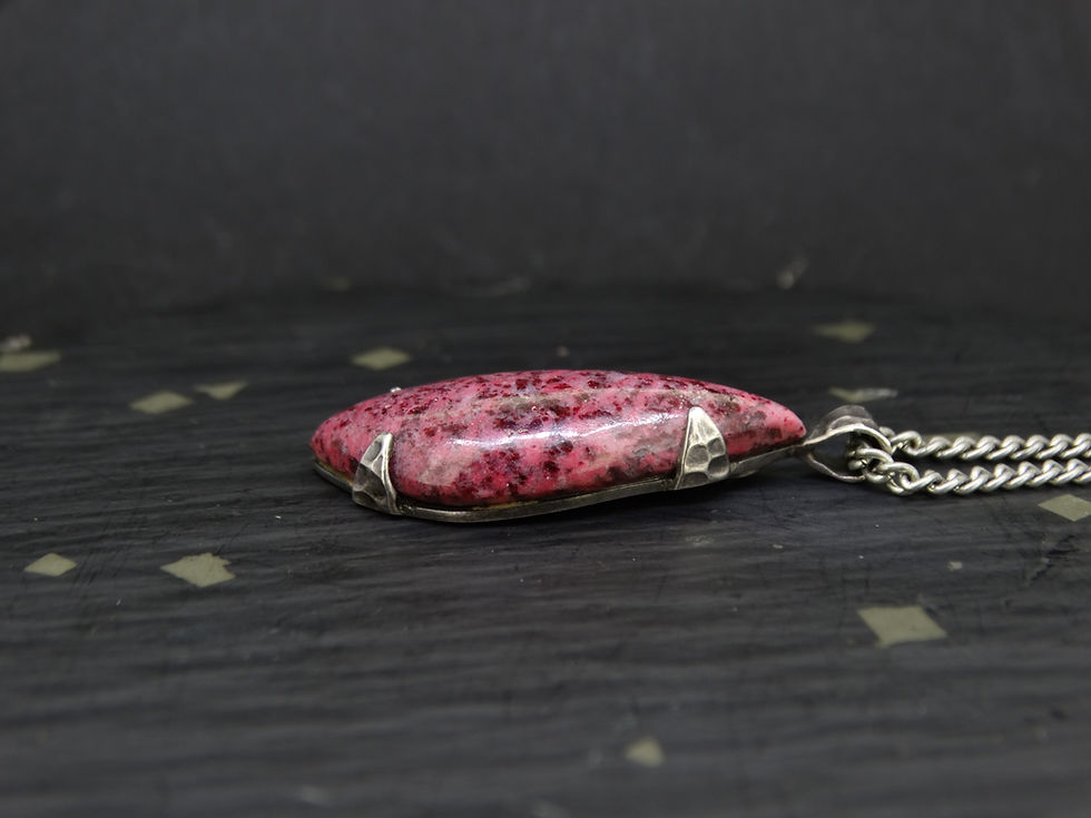 Thumbnail: Thulite Sterling Silver Hammered Pendant
