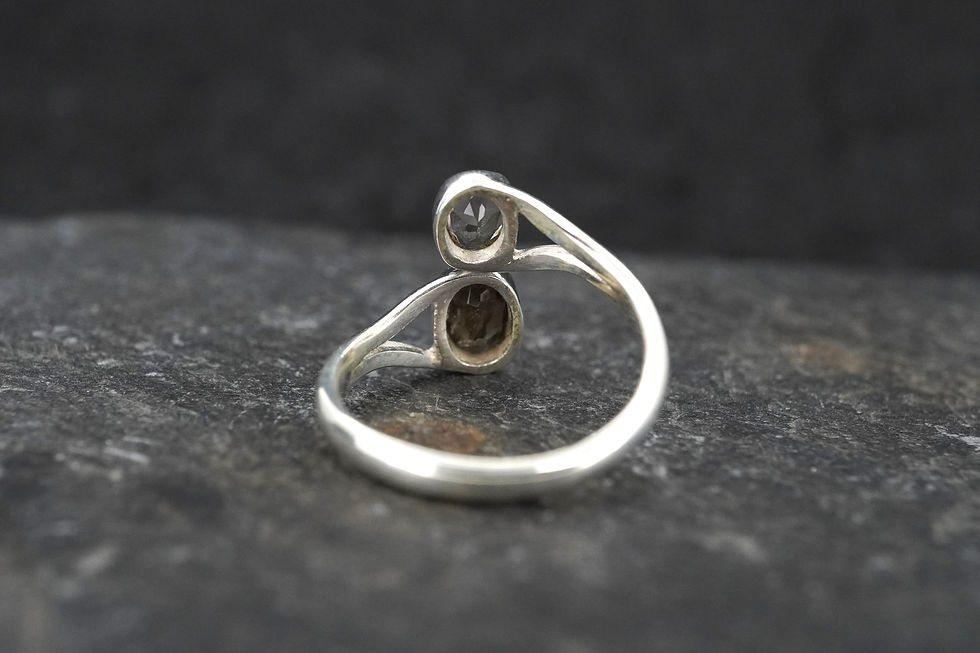 Thumbnail: Faceted Cairngorm & Loch Tay Smoky Quartz Two Stone Ring