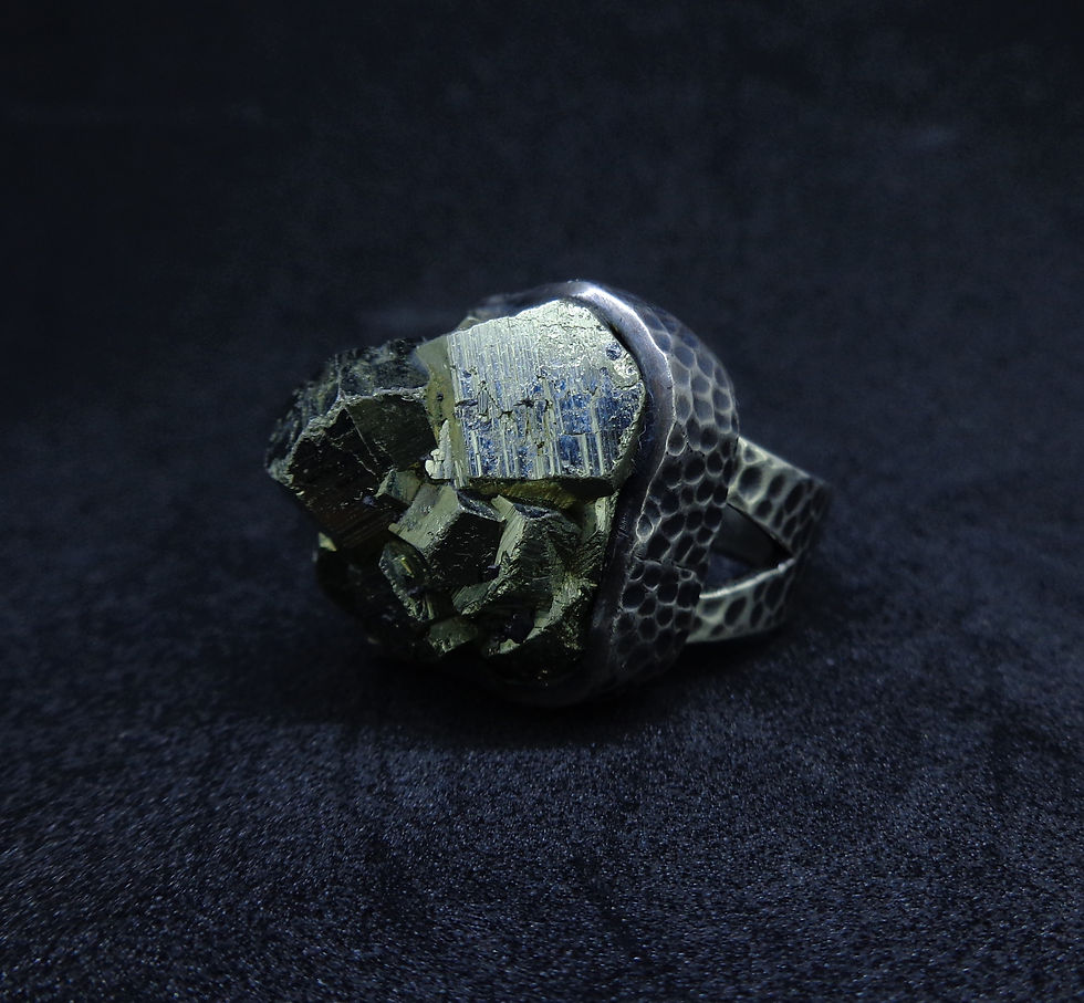 Thumbnail: Glittering Iron Pyrite Sterling Silver Statement Ring