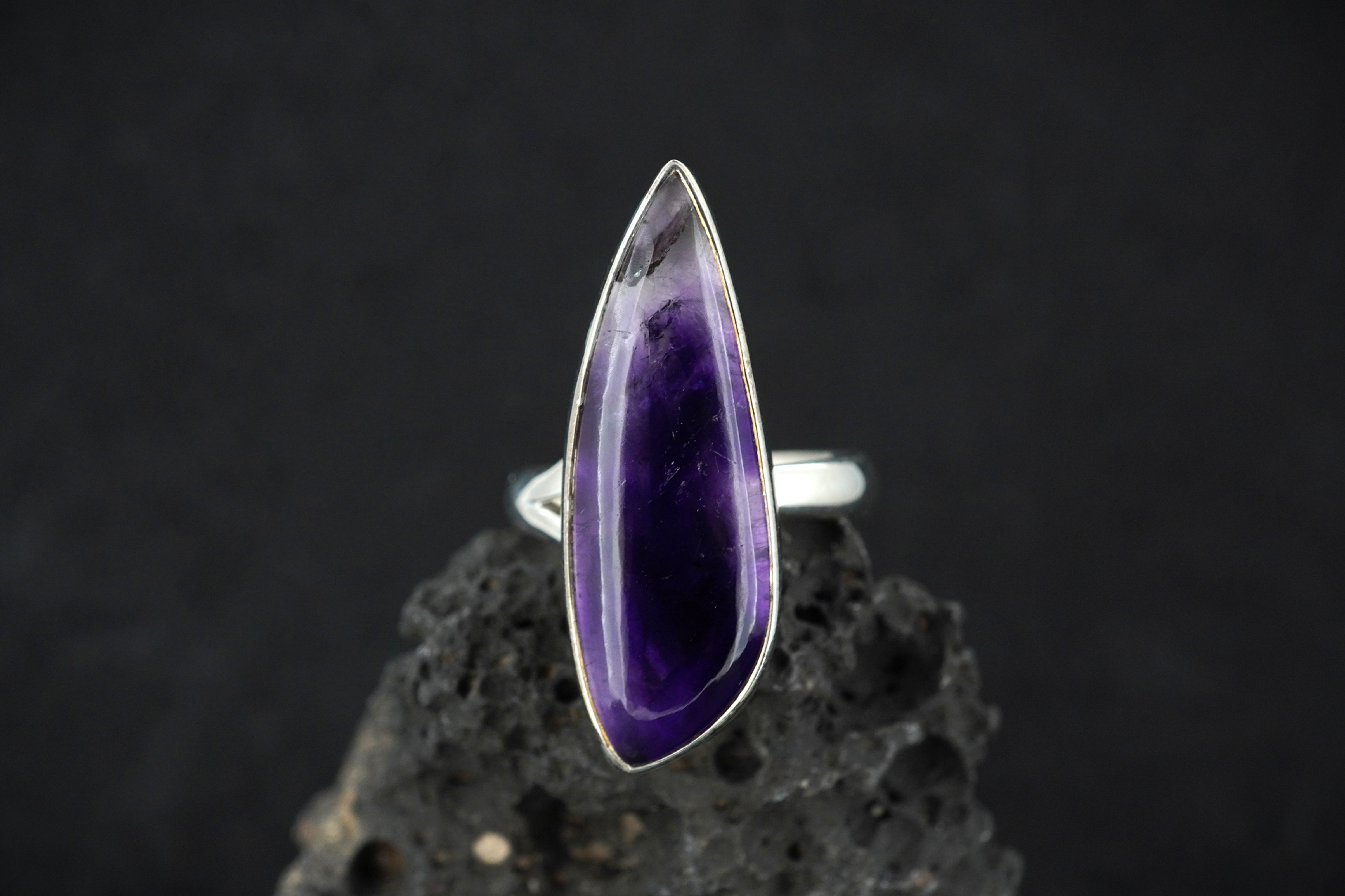 Blue John Briolette Cut Sterling Silver Ring