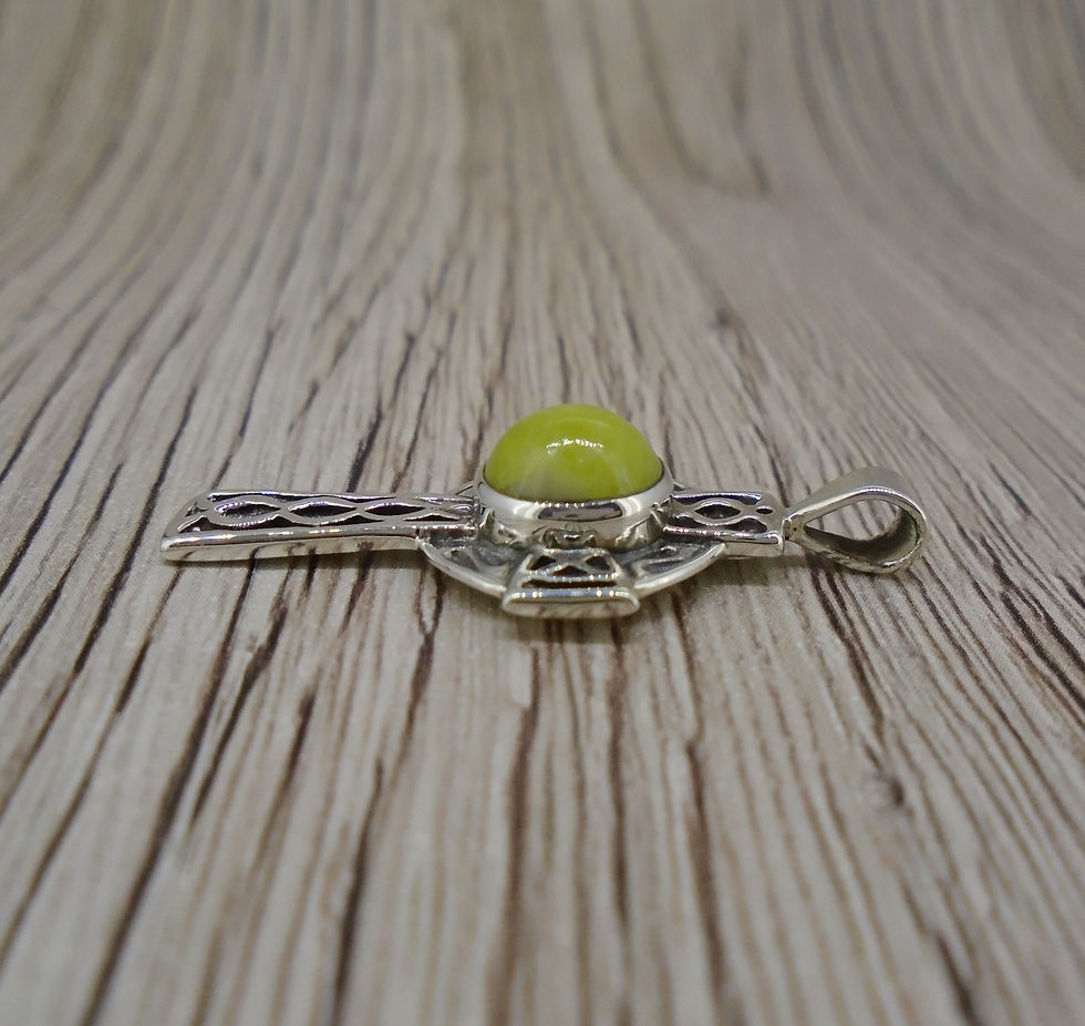 Thumbnail: Highland Marble Celtic Cross Sterling Silver Pendant