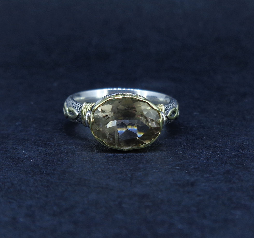 Thumbnail: 'Kiltyrie' Pertshire Smoky Quartz Scottish Gold & Silver Ring