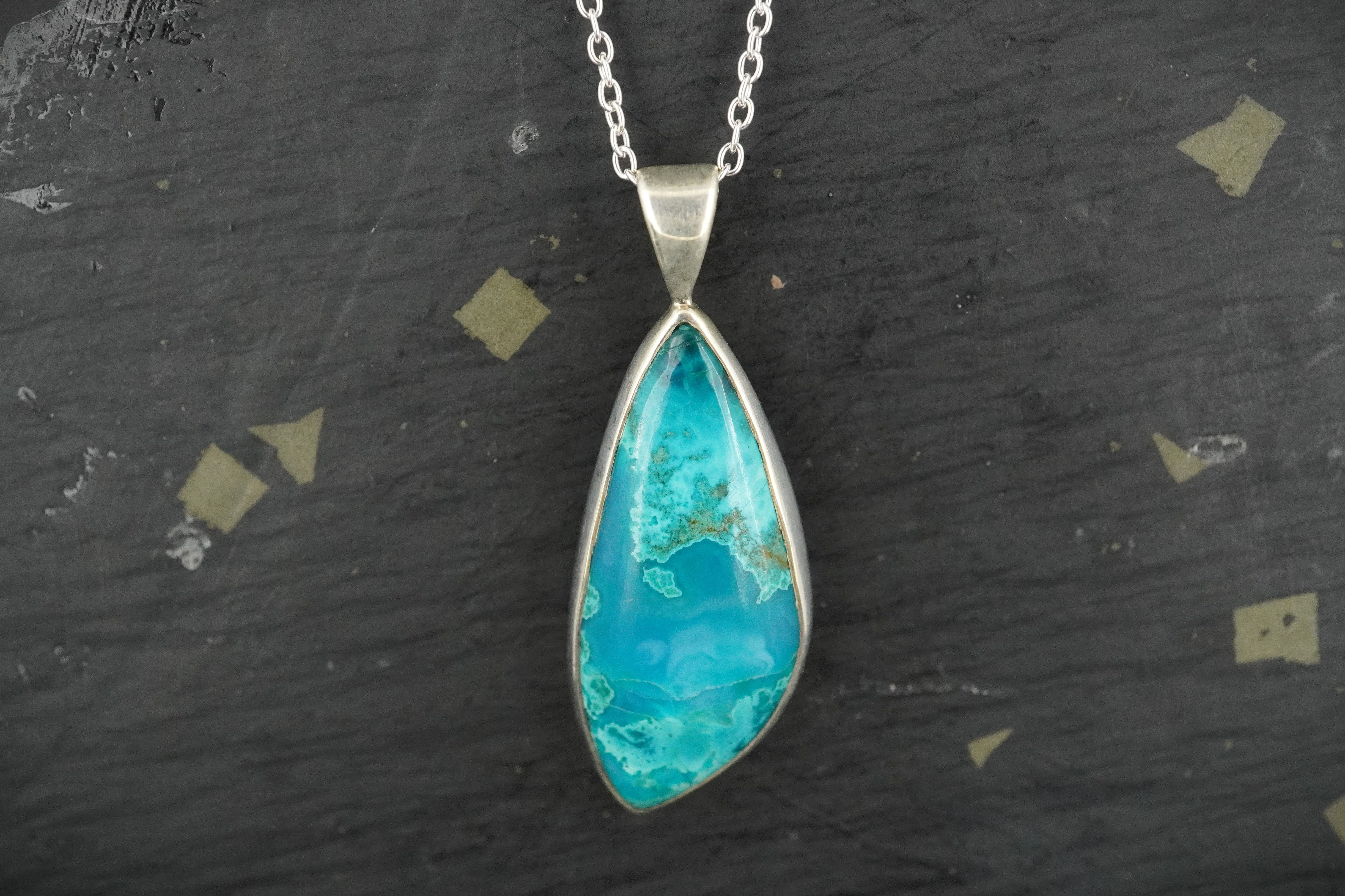 Gem Silica Chrysocolla Sterling Silver Pendant