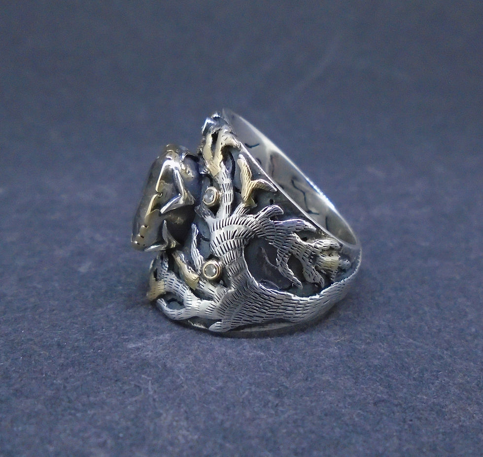 Thumbnail: 'Freumhan' Perthshire Smoky Quartz & Diamond Scottish Gold & Silver Ring