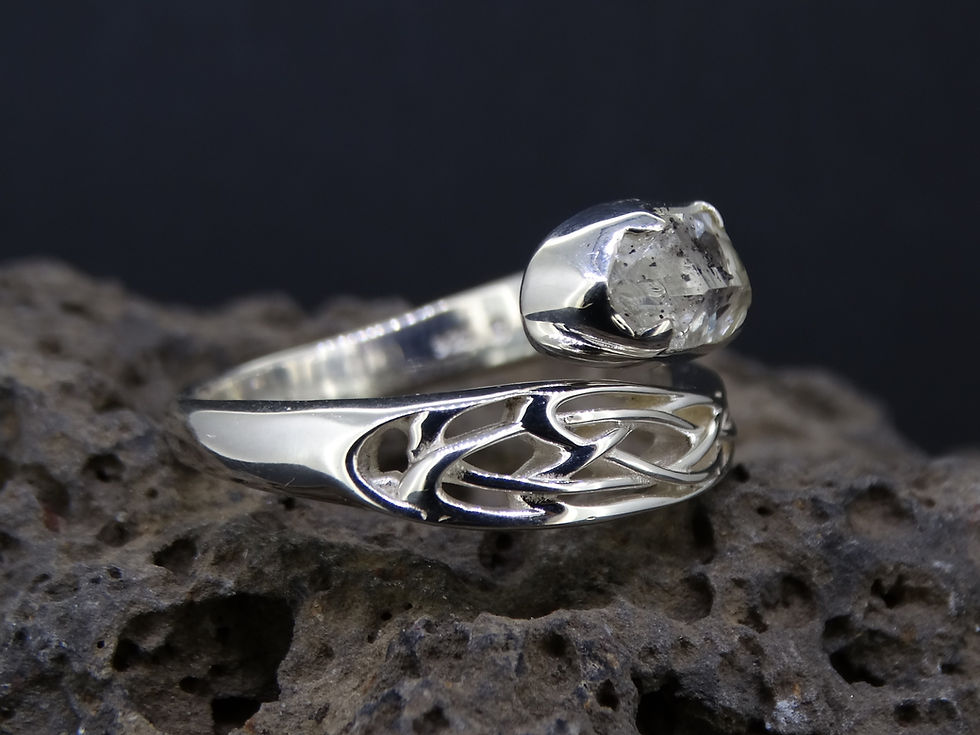 Thumbnail: Herkimer Diamond Sterling Silver Celtic Snake Ring
