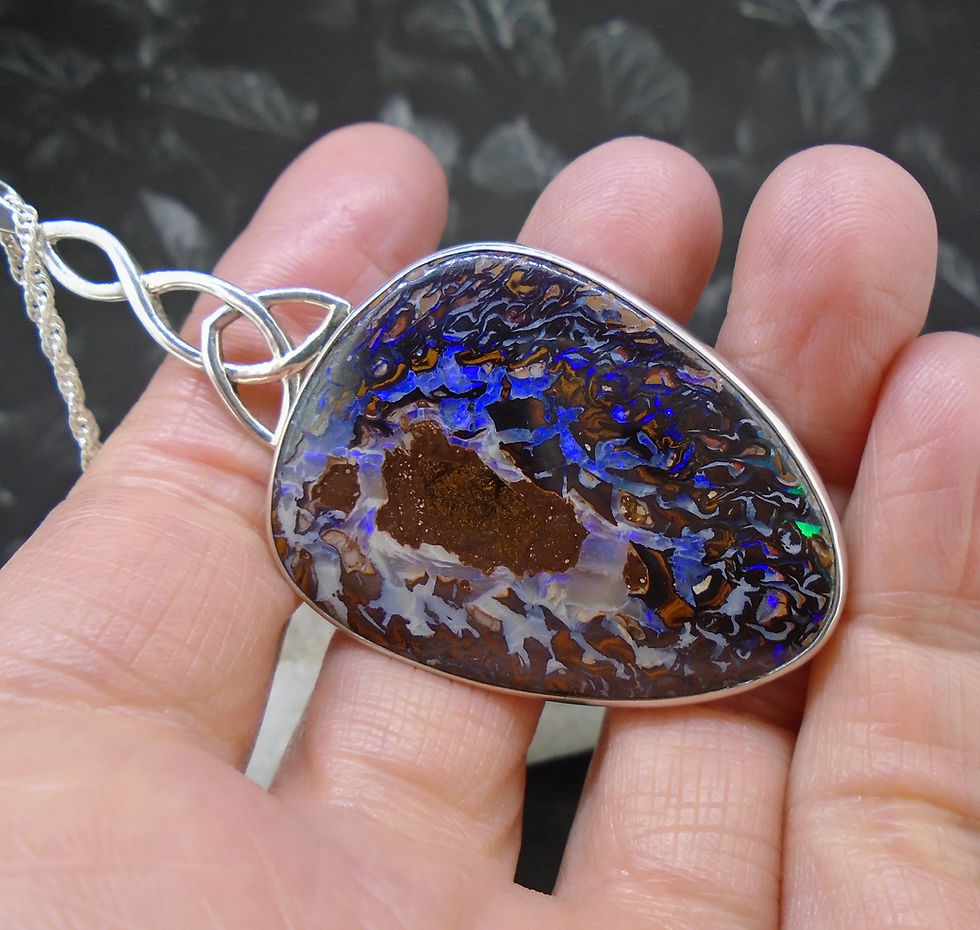 Thumbnail: Australian Koroit Opal Sterling Silver Celtic Pendant