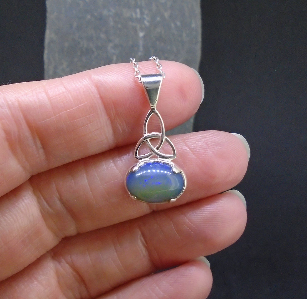 Thumbnail: Welo Opal Sterling Silver Celtic Pendant