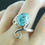 Thumbnail: Rare Persian Turquoise Celtic Sterling Silver Wrap Ring