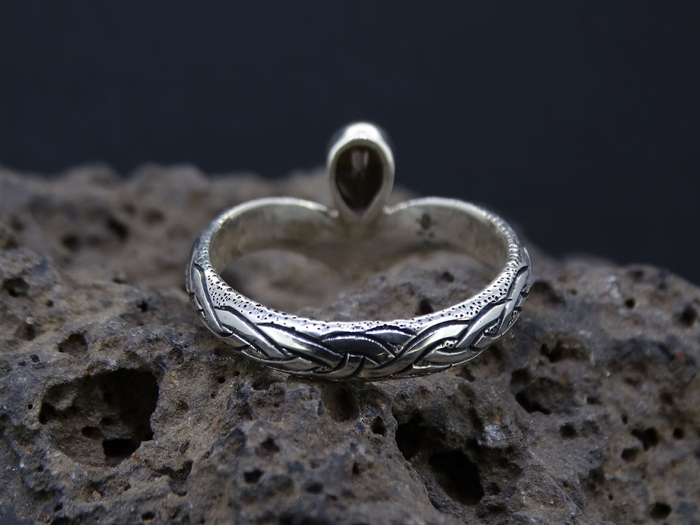 Thumbnail: Cairngorm Quartz Scottish Gold and Sterling Silver Wishbone Ring