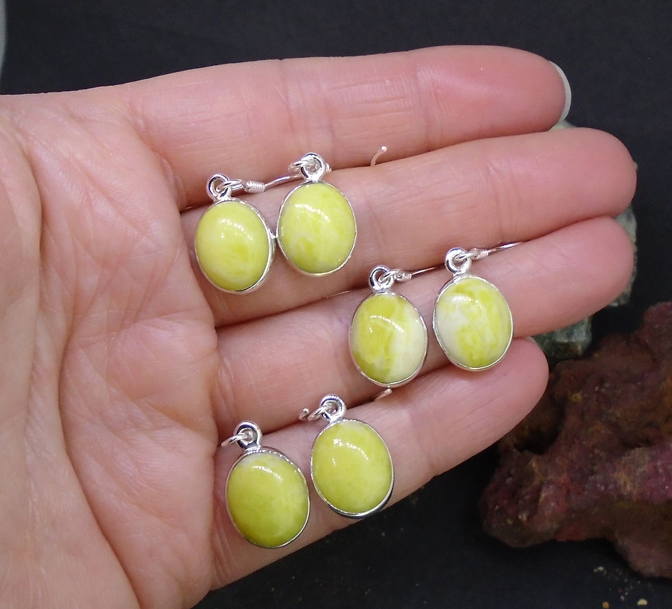 Thumbnail: Highland Marble Oval Drop Sterling Silver Earrings