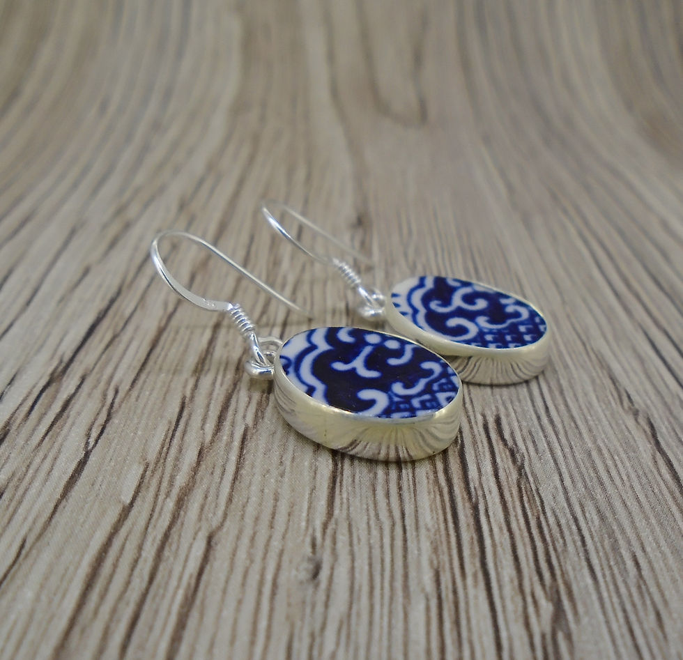 Thumbnail: Old Willow 'Wave' Sterling Silver Earrings