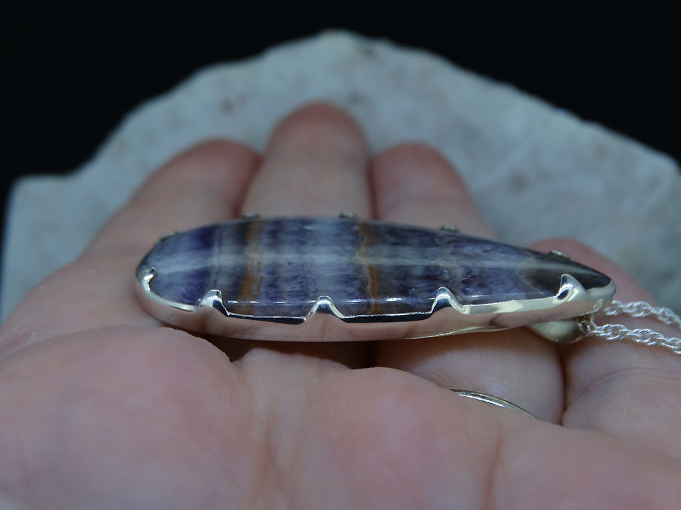 Thumbnail: Swiss Amethyst Agate Banded Sterling Silver Pendant