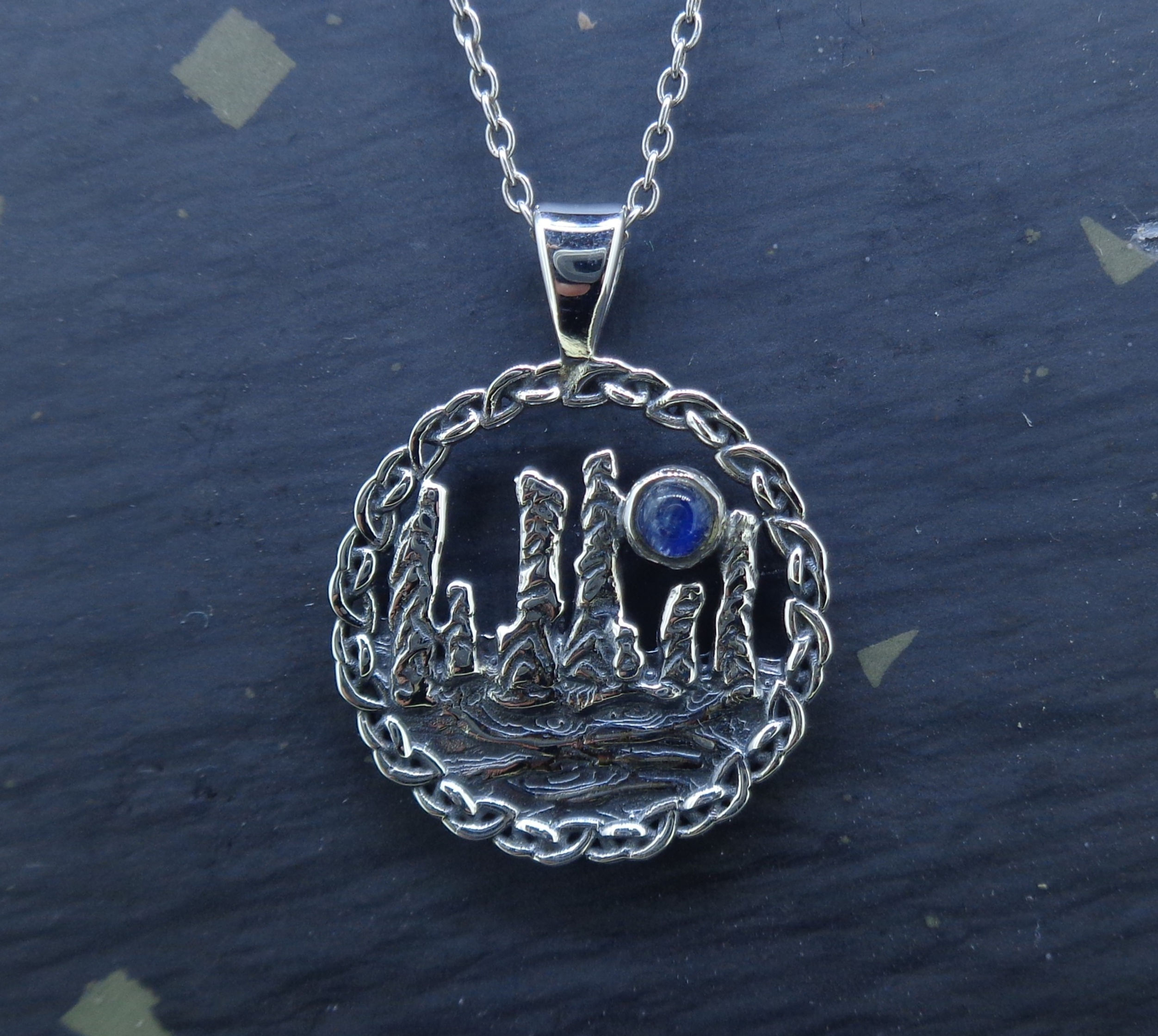 'Calanais Stones' Moonstone Sterling Silver Pendant