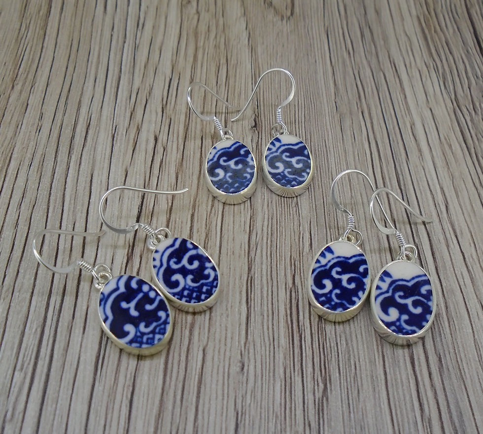 Thumbnail: Old Willow 'Wave' Sterling Silver Earrings