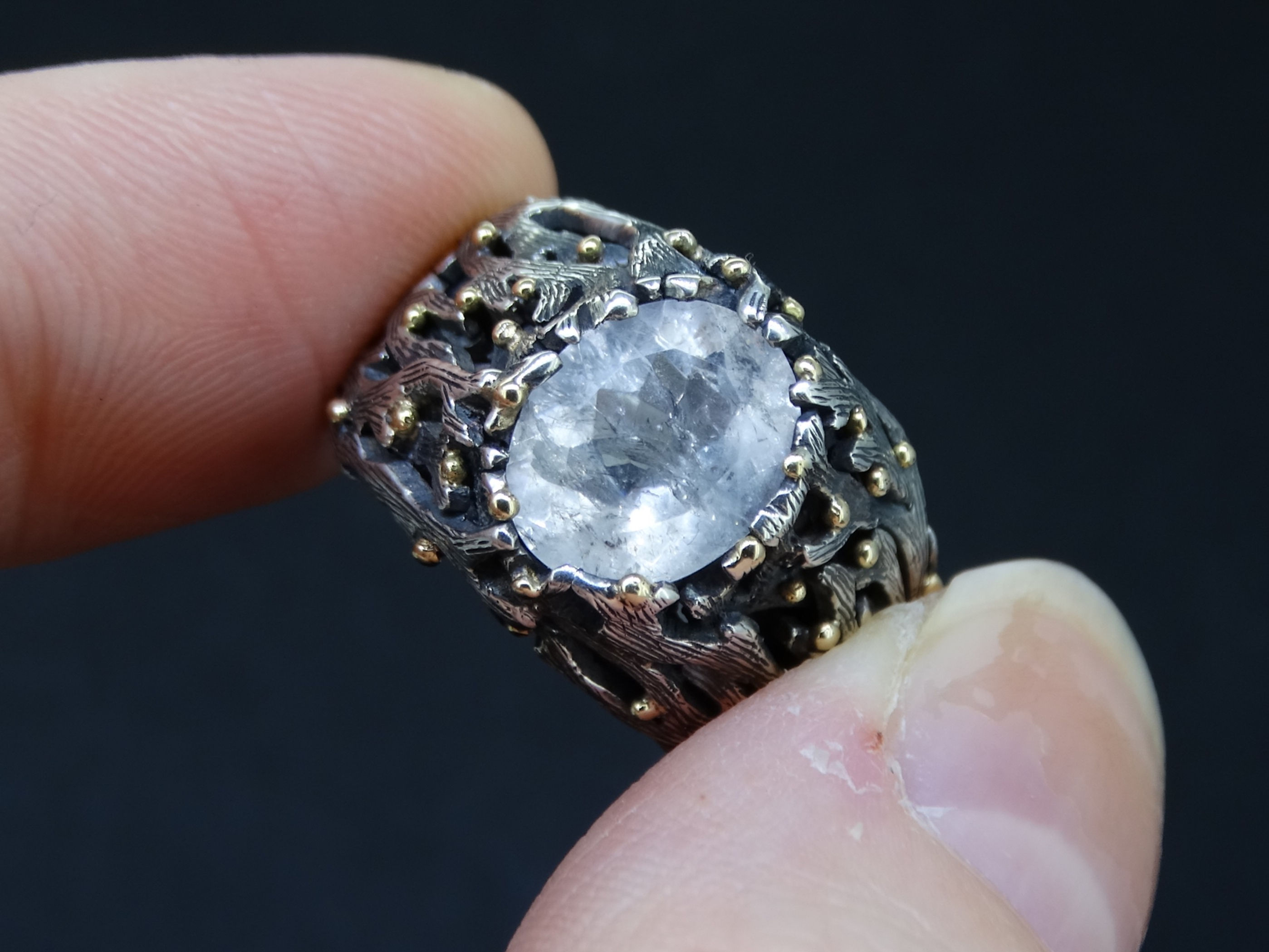 Ornate Orrock 'Diamond' Scottish Gold and Sterling Silver Ring