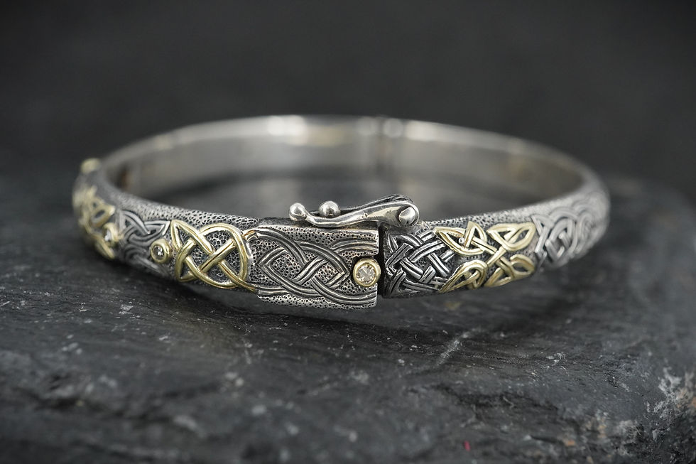 Thumbnail: Scottish Sapphire & Diamonds with Scottish Gold, Sterling Silver Bracelet