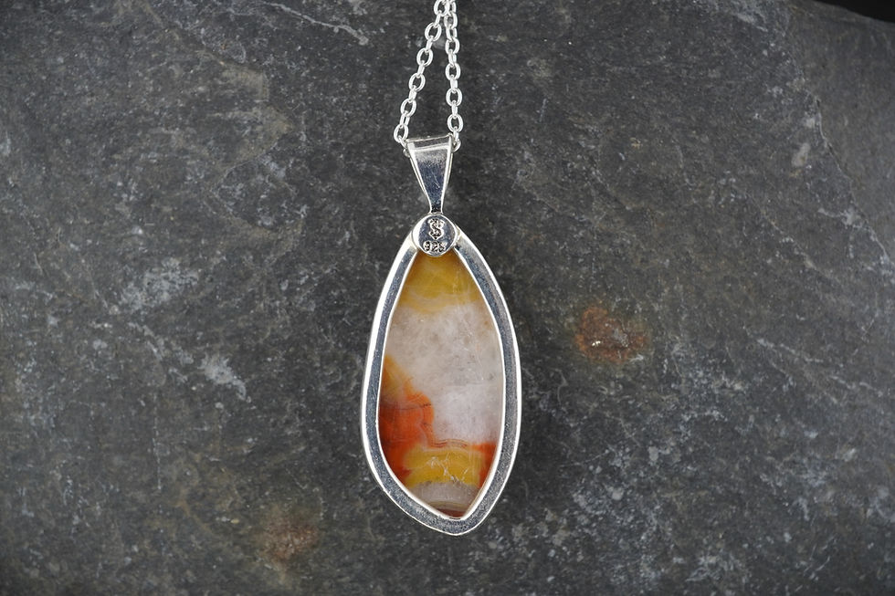 Thumbnail: Burn Anne Agate Sterling Silver Celtic Pendant