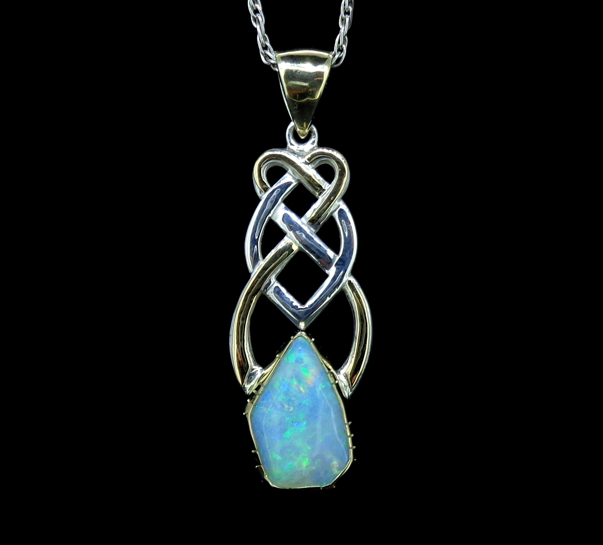 Crystal Opal Sterling Silver & 18ct Gold Pendant