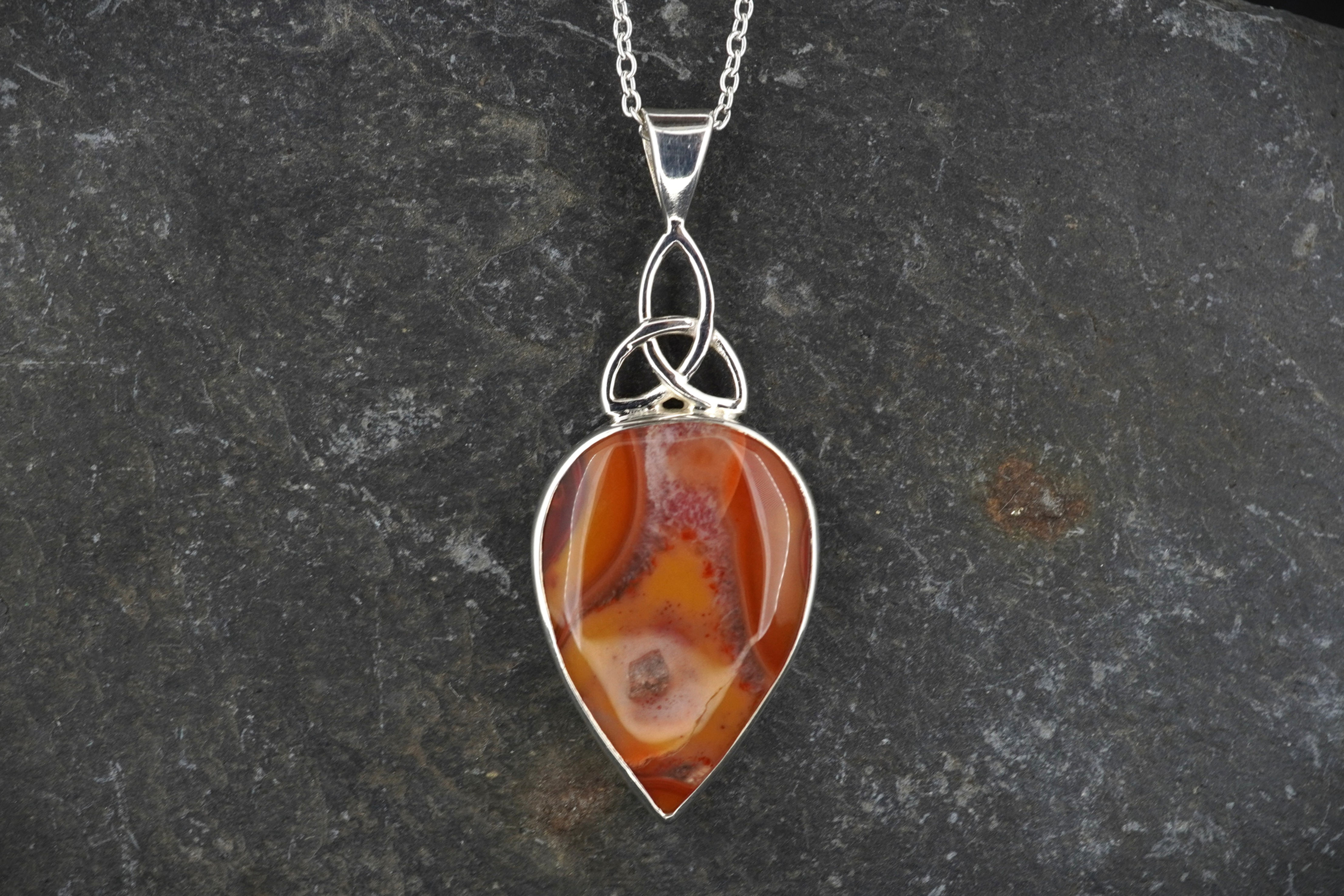 Burn Anne Agate Sterling Silver Celtic Pendant