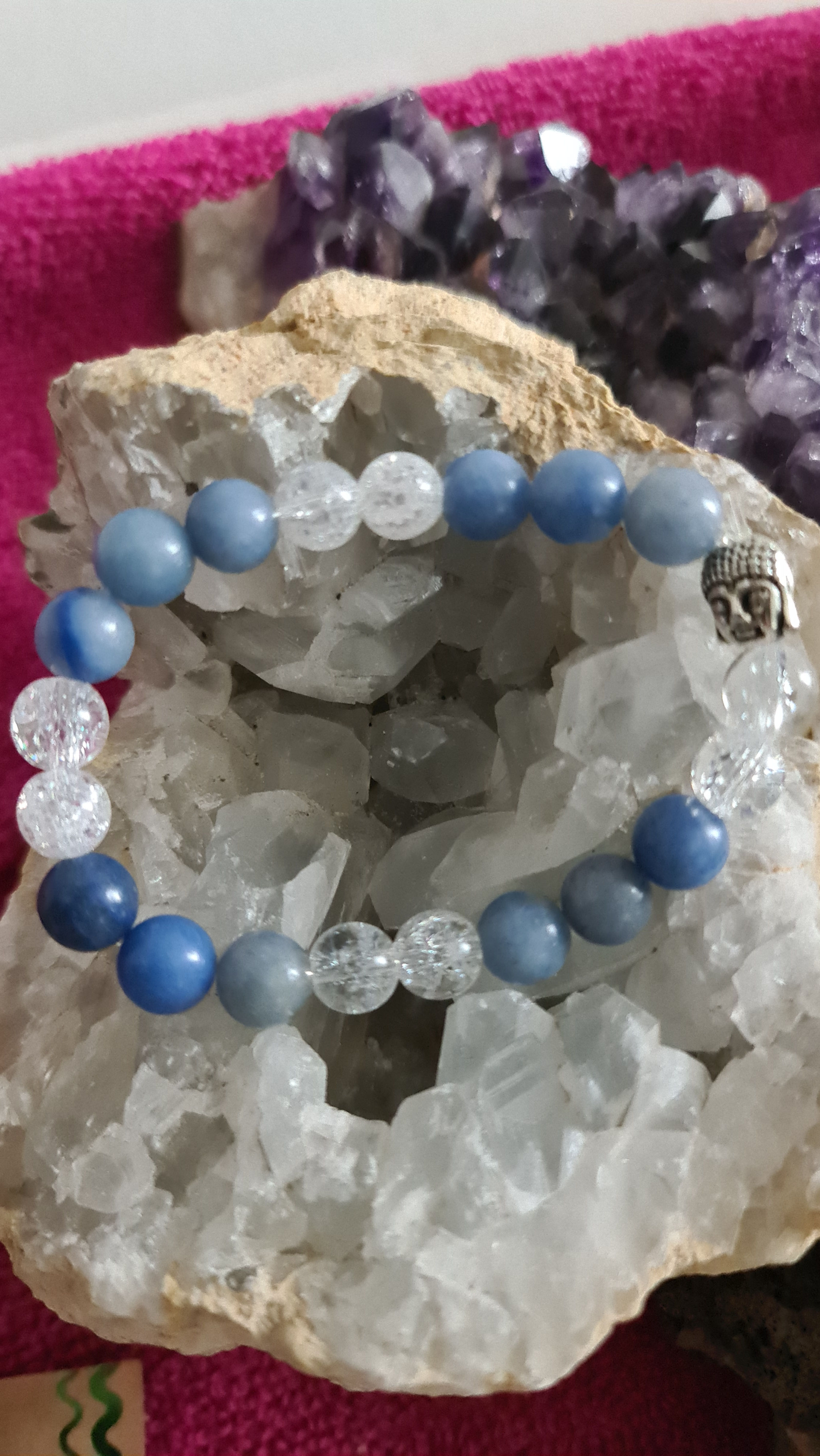 Bracelet en Aventurine bleue et Quartz craquelé