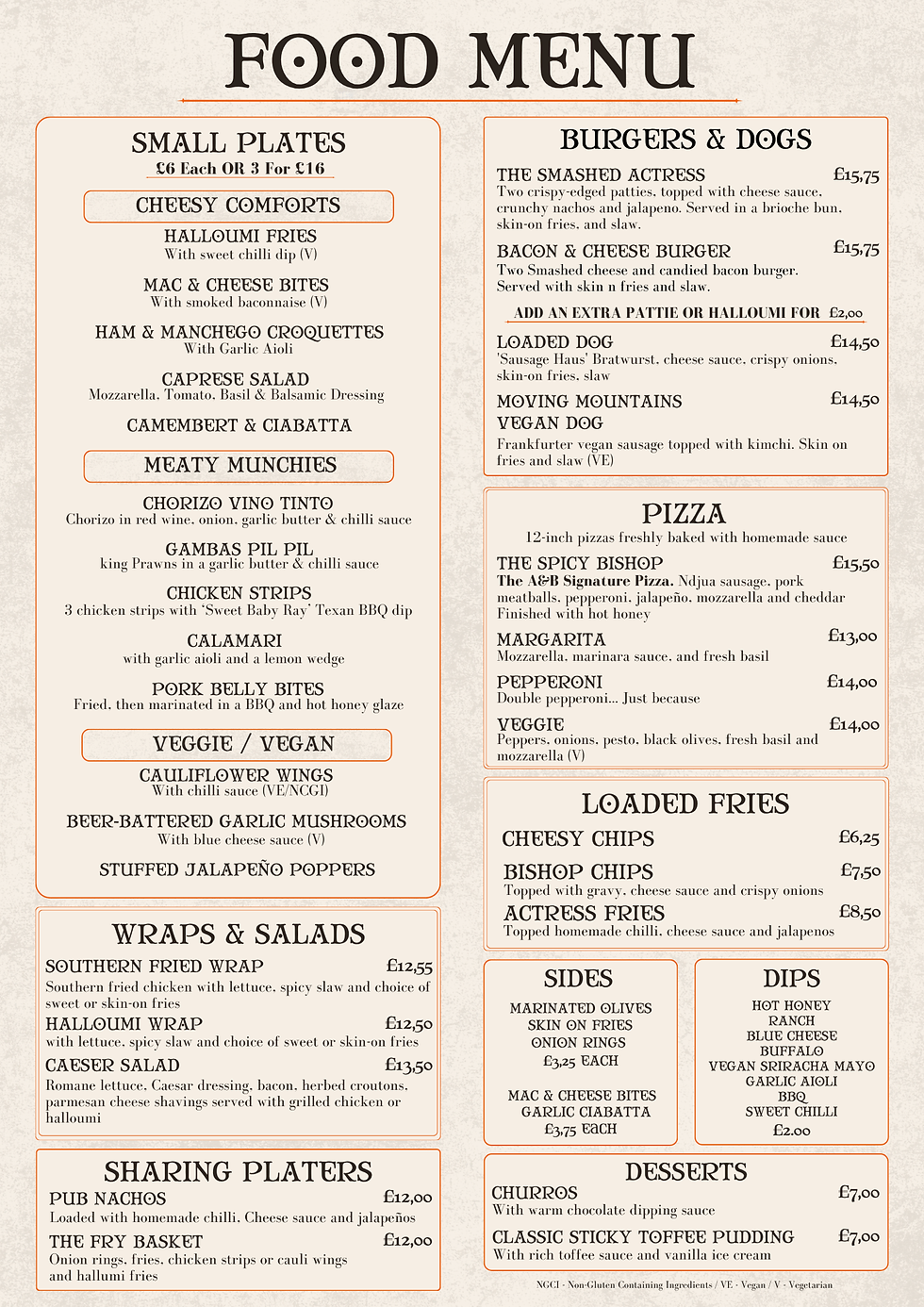 food menu