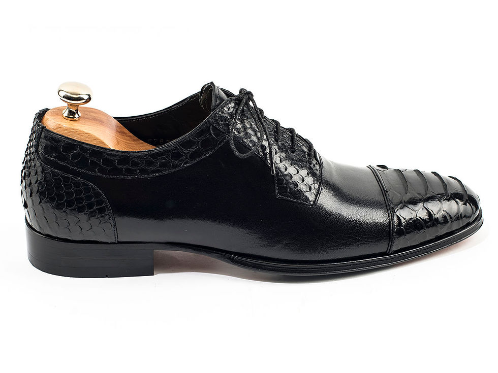 Thumbnail: EFENDI 1881 BLACK OXFORD SHOE CONTRAST WITH PYTHON LEATHER