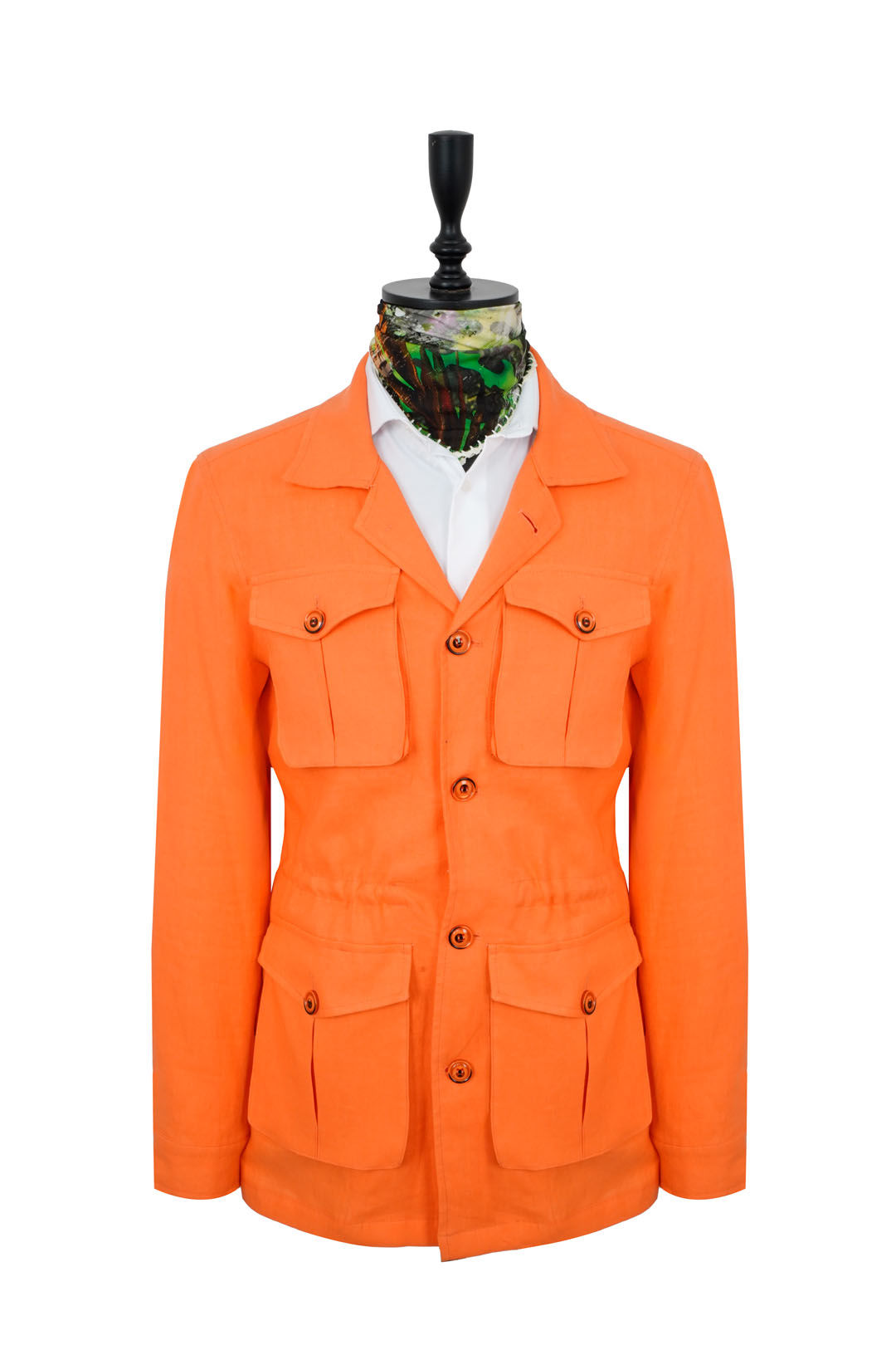 Men's Safari Jacket Neon Orange Linen