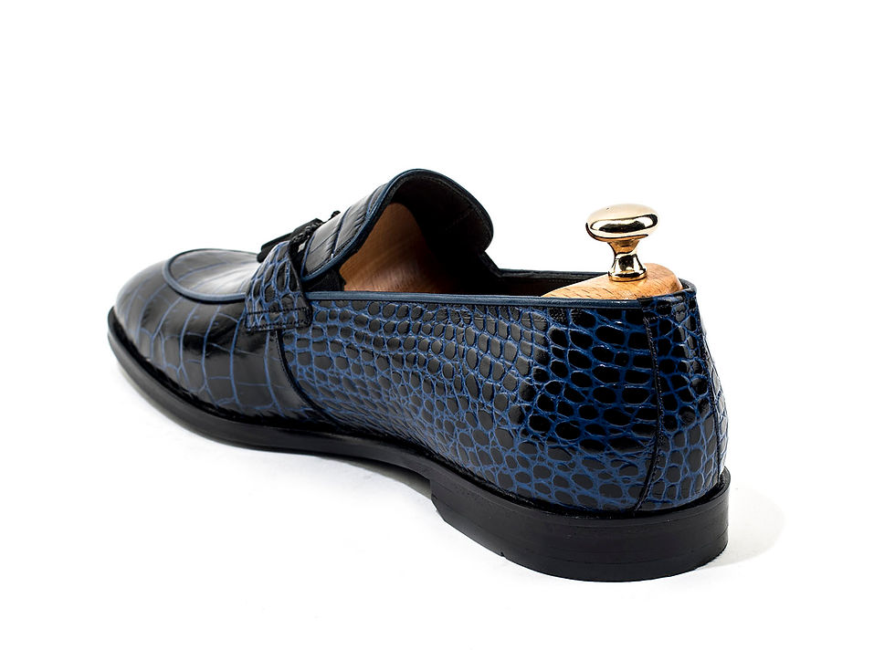 Thumbnail: EFENDI 1881 NAVY LOAFER WITH CROCO PATTERN