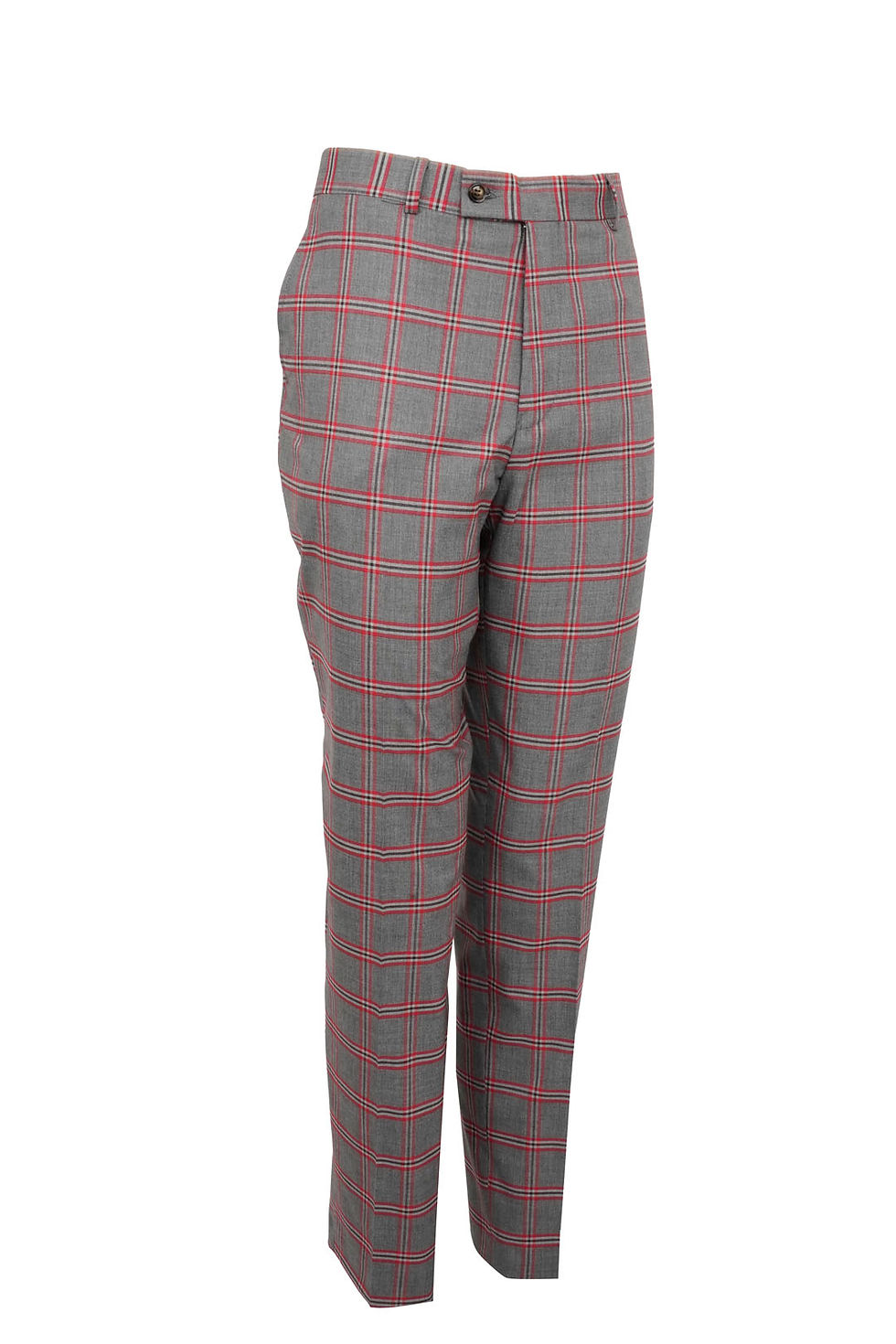 Thumbnail: Men's Double Breasted Suit Grey-Red Checked