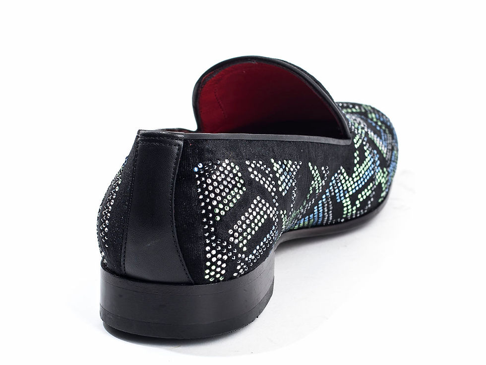 Thumbnail: EFENDI 1881 BLACK VELVET LOAFERS WITH SWAROWSKI STONES