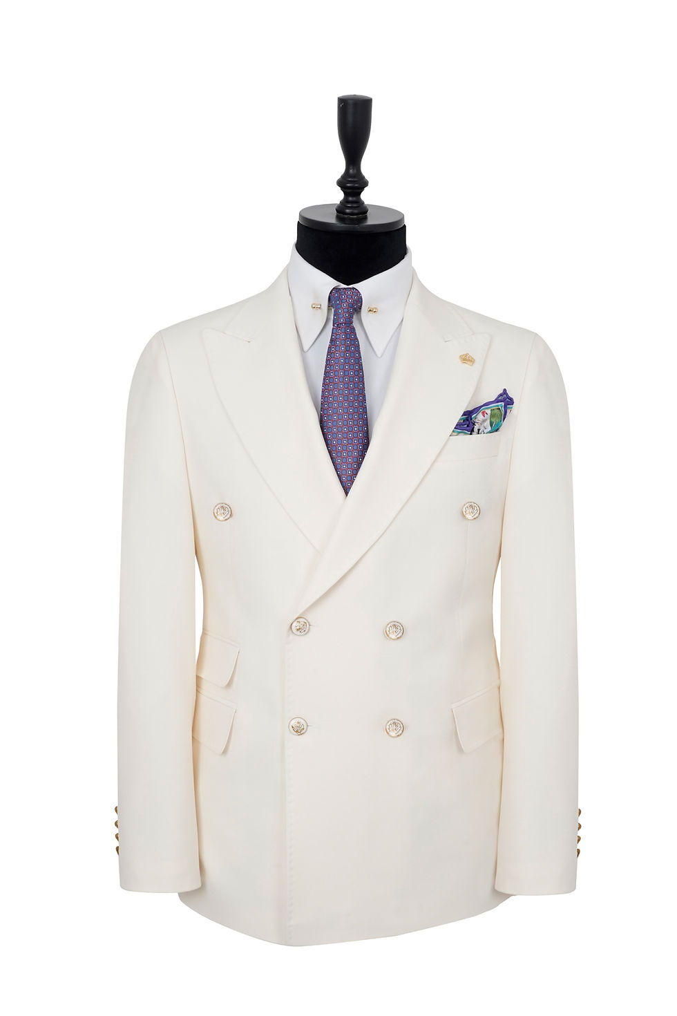 Men's Double Breasted Wool Blazer Jacket White