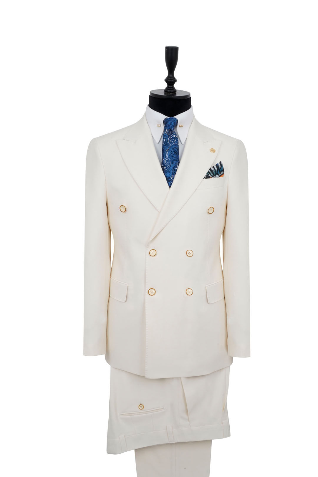 Men's Double Breasted Suit Off-White