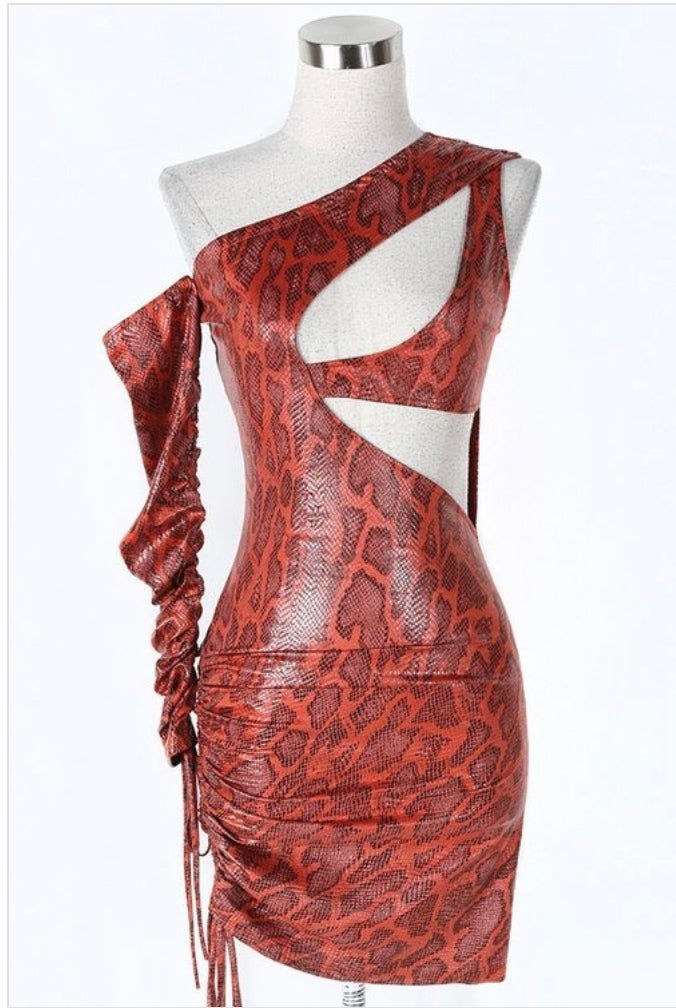 Thumbnail: "A Cut Above" Snakeprint Cutout Bodycon Dress