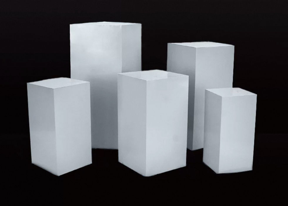 Thumbnail: Rental white pedestal column pillar aisle stand decor
