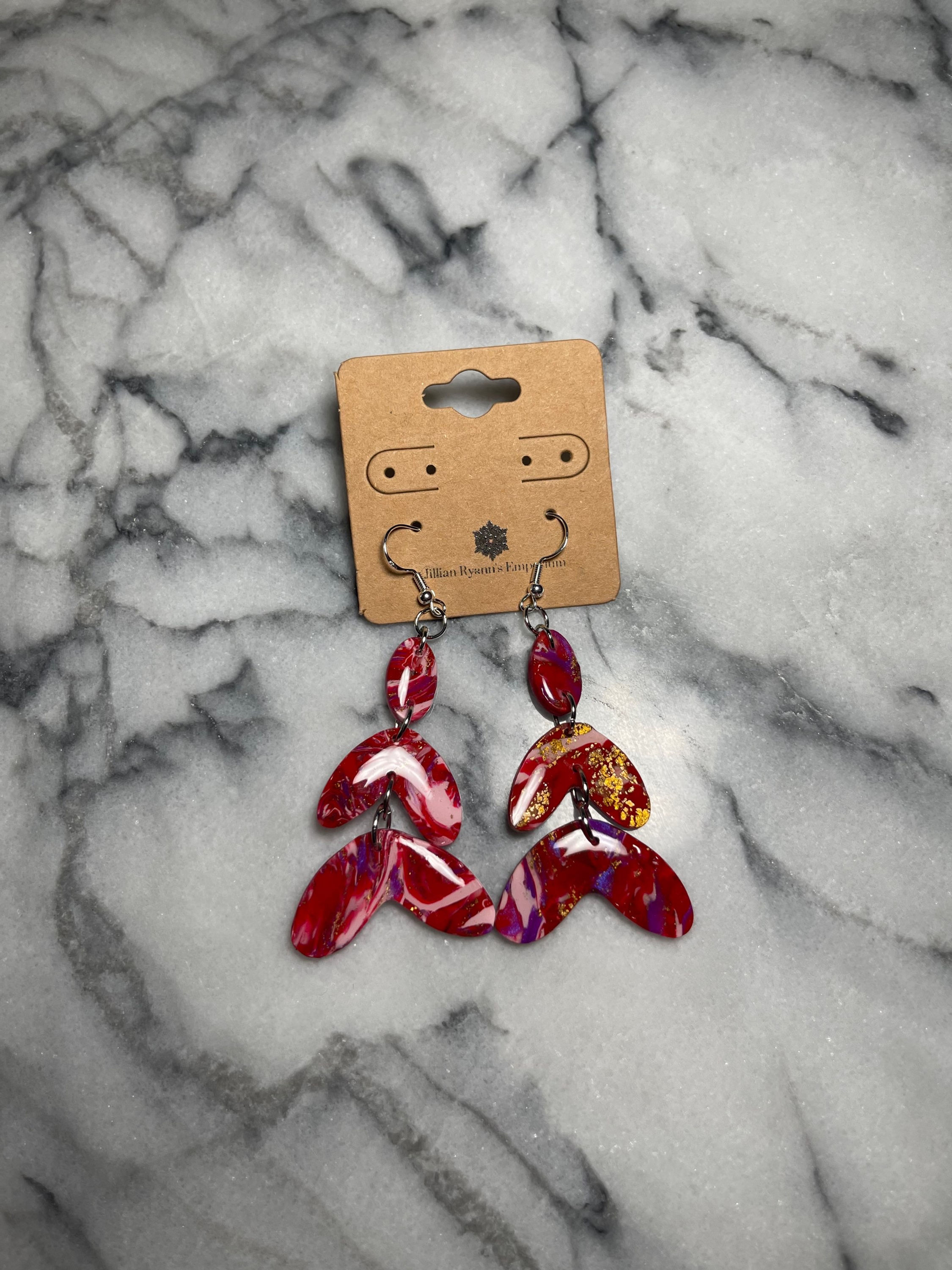 Marbled Red Clay Earrings