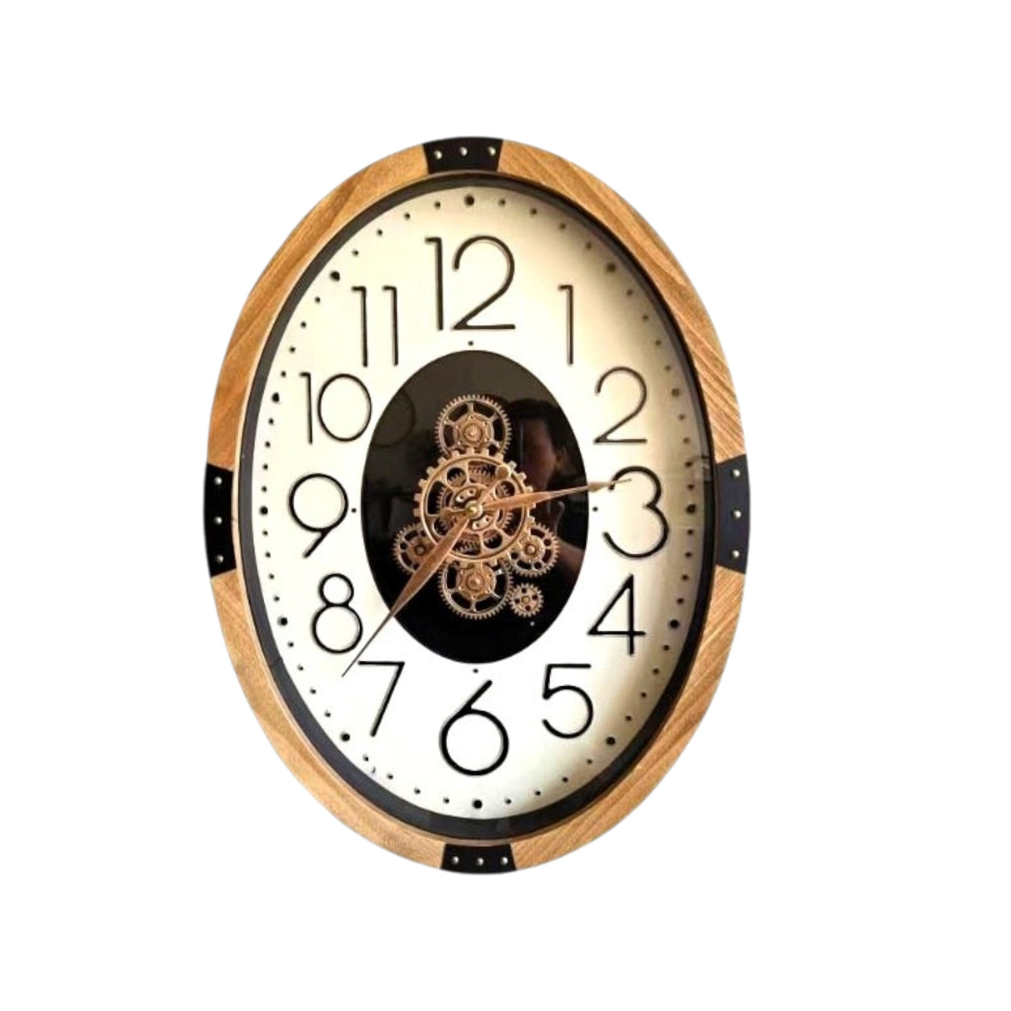שעון אובלי עץ