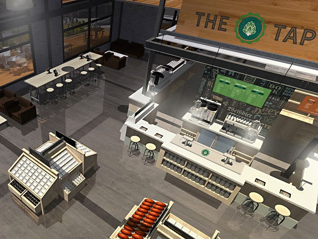 Rendering of a conceptual convenience store design.