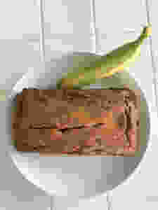 banana bread with banana on plate