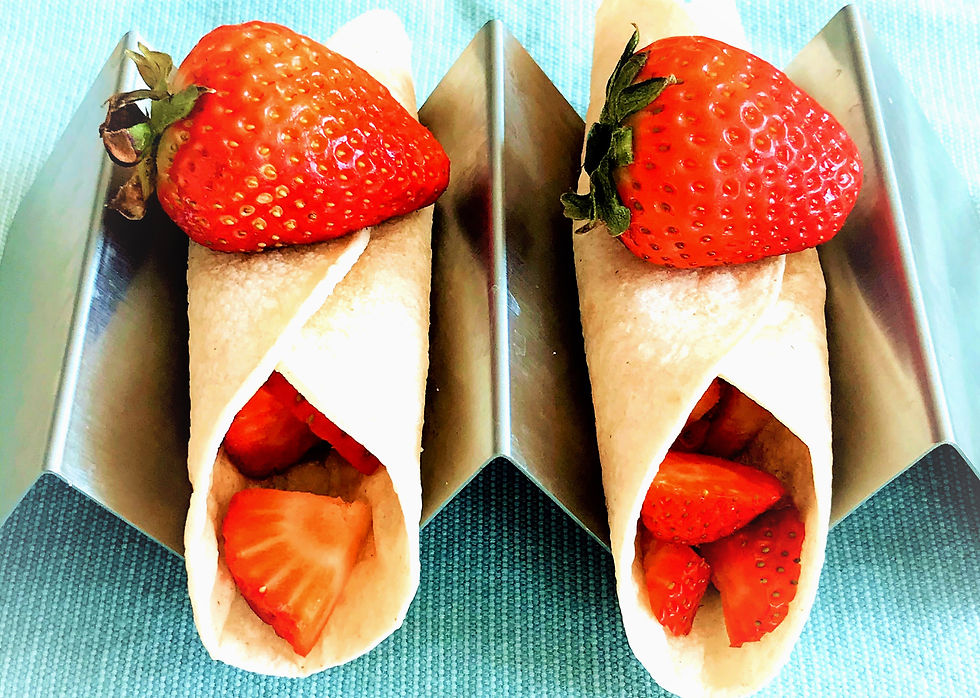 strawberry tacos on a taco holder