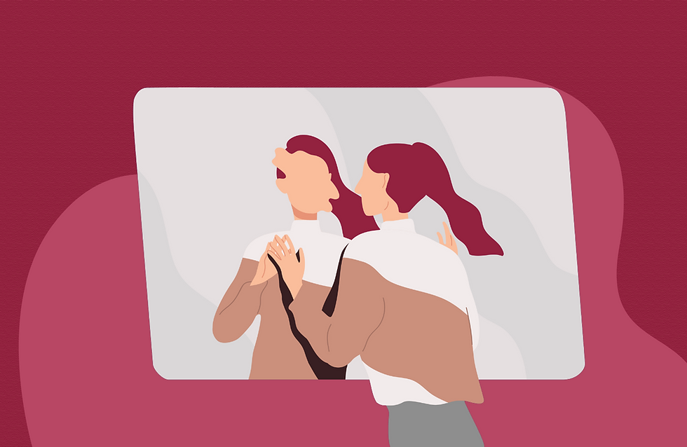 Une femme qui ne se reconnait pas dans le miroir.