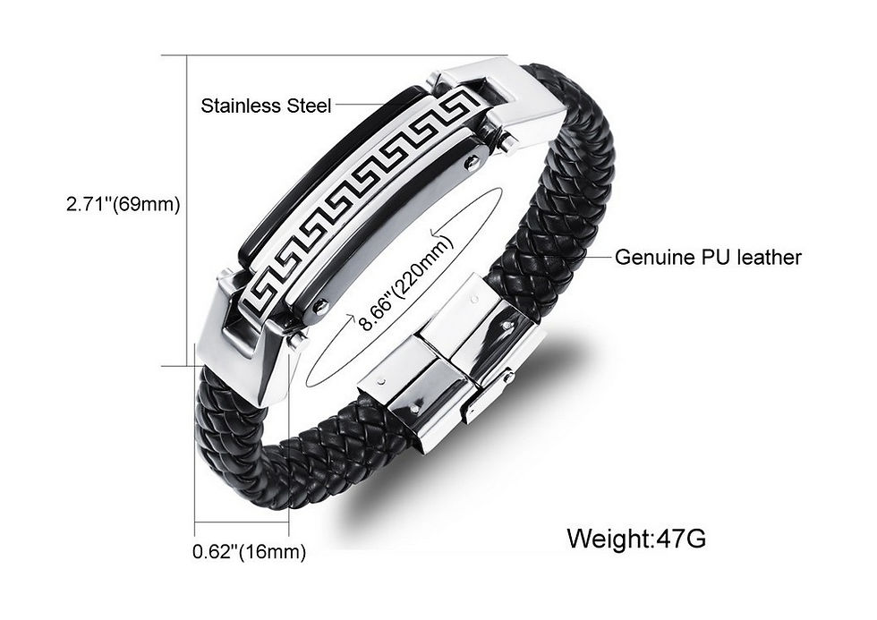 Miniatura: Bracelete Pulseira Unissex Moda Fio De Aço E Couro