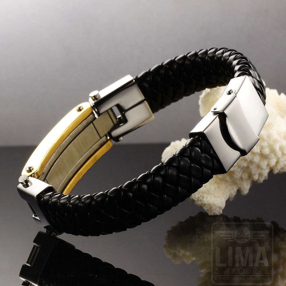 Miniatura: Bracelete Pulseira Unissex Moda Fio De Aço E Couro