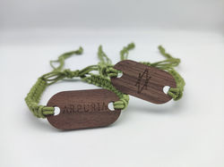 Arpuria Hotel - Black Walnut Wood with Green Organic Cotton Wristband