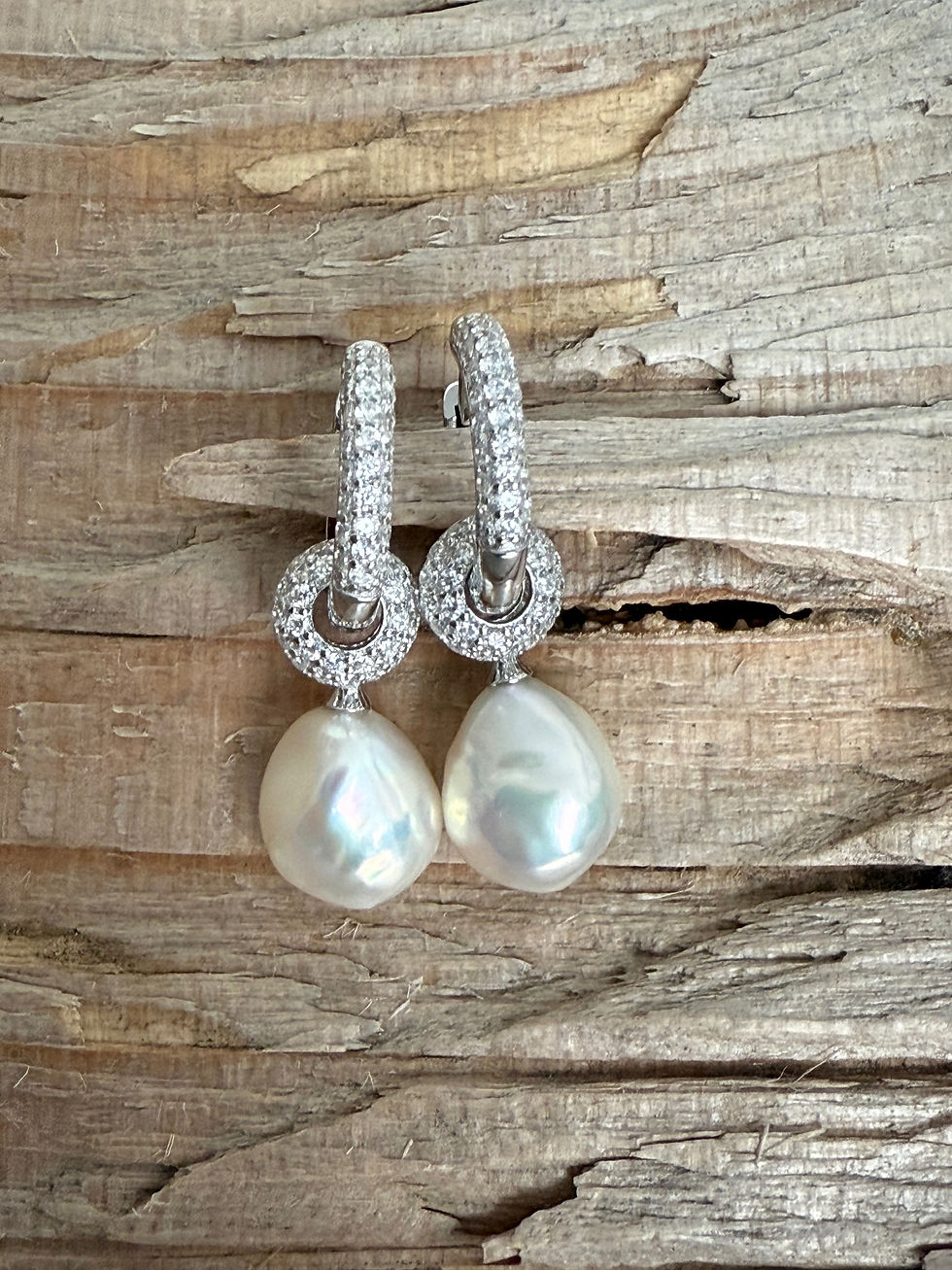 Creolen mit Zirkonia und Süsswasserperlen