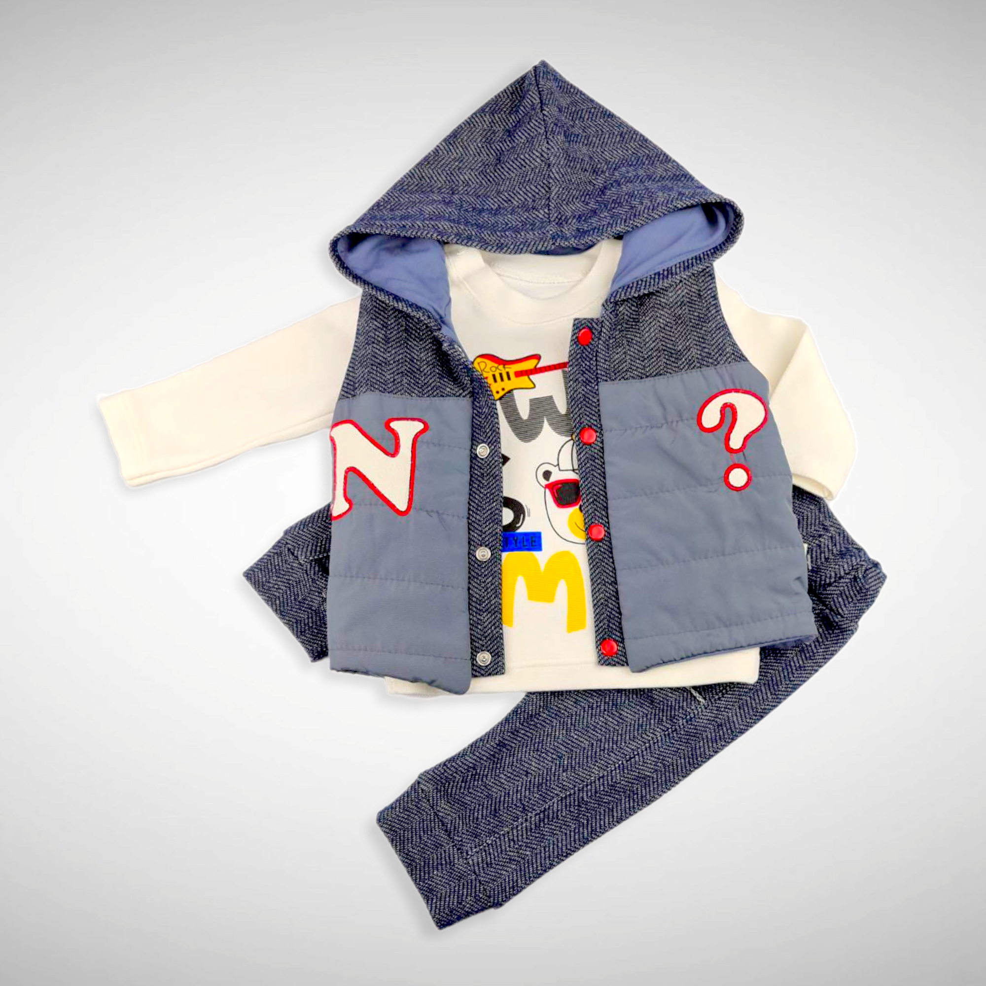 Grijze Bodywarmer Set Met Knoopjes