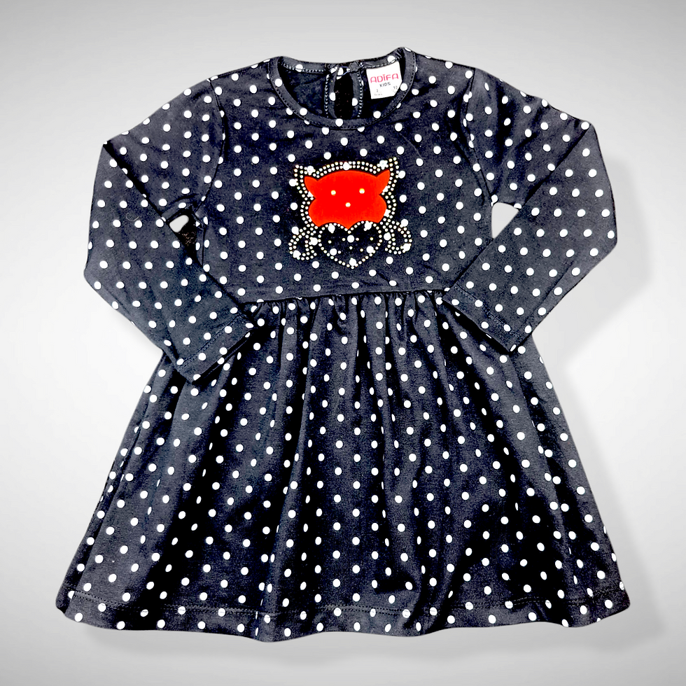 Donkerblauwe Gestippelde Jurkje